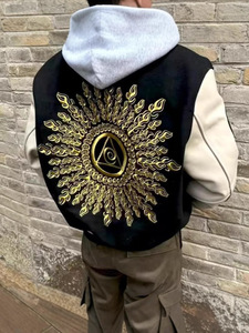 جاكيت اسكواش رجالي شتوي رائج بياقة قائمة من الصوف والجلد قابل للتخصيص مقاوم للماء و الاكثر انارة - Product Image 5