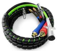 Kit de Ensamblaje de Mangueras para Camiones y Remolques 3 en 1 ABS Air Power Line de 12FT y 15FT con Cable Eléctrico de 7 Vías y Conectores Rápidos