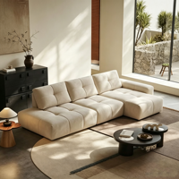 Canapé modulaire moderne en velours nuage, canapé en tissu minimaliste en forme de L pour salon, meubles de maison