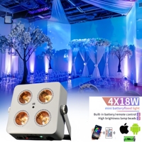 Lot de 10 projecteurs LED PAR IR4 avec batterie, 4x18W RGBWA+UV, sans fil Wi-Fi, pour scène de mariage, DJ, discothèque, fête