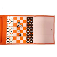 Benutzer definierte tragbare Reise Schachspiel Leder Roll-up Backgammon Board mit Checker Pieces