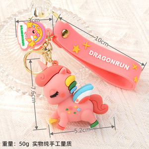 Woman Girls Gift <b>Charm</b> Pendant Decor Kawaii Unicorn Keychain Unicorn Horse Keychain 3D Rubber Key Chains PVC <b>Keyring</b> - Product Image 2