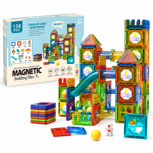 Juego de Construcción Magnético EPT con Pistas de Canicas de 158 Piezas, con Bloques de Colores, Pistas para Bolas y Torres de Castillo para Niños de 3 Años en Adelante - Product Image 1