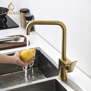 Grifo Mezclador de Cocina Monomando Moderno con Válvula de Cerámica, Chapado en Oro, Sin Retardo, Grifería <span class=keywords><strong>Dorada</strong></span> - Product Image 1