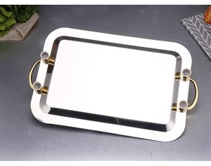 YOUYIZU Verchromte Edelstahl Rechteckige Dekorative Servier- und Aufbewahrungstabletts Restaurantplatten für Catering - Product Image 5