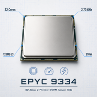 Processeur serveur EPYC 9334 Genoa 32 cœurs 64 threads 2,7 GHz 128 Mo L3 Socket SP5 210 W DDR5 PCIe 5.0 testé