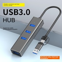 Hub USB-C 4 en 1, divisor tipo C, adaptador USB 3.0 de 5 Gbps, extensor USB 3.0 de aluminio para computadora portátil, PC, teléfono, tableta