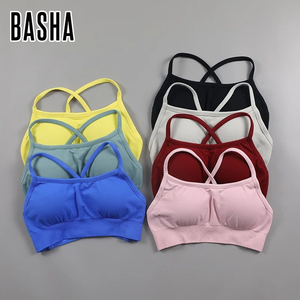 BASHAsports soutien-gorge de sport dos nu pour femmes rembourré sans couture Yoga soutien-gorge dos croisé soutien moyen entraînement Gym haut court soutien-gorge à bretelles - Product Image 1