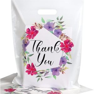 Thank You <b>Bags</b> 12x15 100 Pcs Large Plastic Shopping <b>Bags</b> With Handles For Wedding <b>Small</b> Business Gift Packaging - Product Image 1