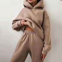 Ensemble de survêtement personnalisé unisexe, coupe oversize, en molleton uni, comprenant un sweat à capuche décontracté et un pantalon de survêtement, avec logo personnalisé, pour tenues de détente