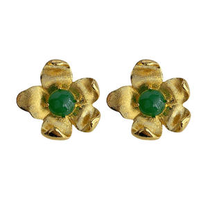 Pendientes de Alta Gama de Aleación de Cobre con Circonita y Flores Exageradas de Estilo Vintage de la Colección Esmeralda - Product Image 1
