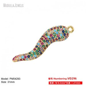 PM54325 gros coloré CZ <span class=keywords><strong>corne</strong></span> <span class=keywords><strong>italienne</strong></span> plaqué <span class=keywords><strong>or</strong></span> zircon cubique pendentif piment charme pour la fabrication de bijoux à bricoler soi-même - Product Image 6