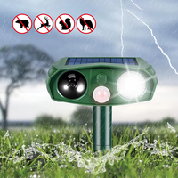 Répulsif à ultrasons solaire avec détecteur de mouvement PIR, étanche, pour extérieur, jardin, chats, chiens, oiseaux, cerfs, animaux sauvages