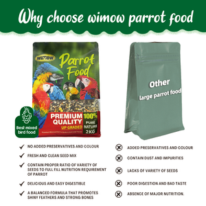 Wimow - Alimento para Aves de Corral, Loros Grandes, Guacamayos, Kakapos, 2 kg, Mezcla de Frutas, Granos y Girasoles - Product Image 6