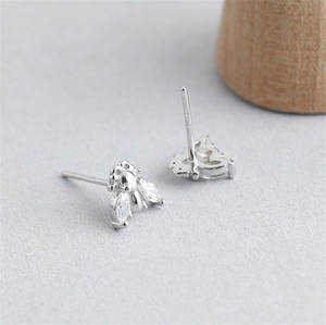 독특한 디자인 곤충 꿀벌 지르콘 귀걸이 18K 골드 925 스털링 실버 고급 스터드 귀걸이 여성용 파티 - Product Image 6