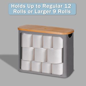 Custom Bamboo Toilet Paper Organizer for Bathroom <b>Collapsible</b> <b>Storage</b> Basket with Lid Handle - Product Image 4