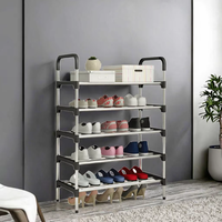 Étagère à chaussures en acier pliable à cinq niveaux de haute qualité, type debout, en métal, pour l'organisation des chaussures à domicile