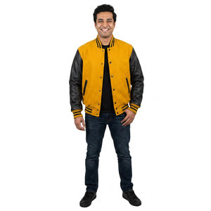 2026 Winter New Men's High Quality Letterman Varsity Jackets with <b>Genuine</b> CollegeBaseballjacket for men - Product Image 1
