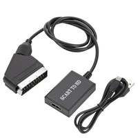 Adaptador Mini SCART 1080p con Sincronización de Audio y Video Compatible con DVD/VCR/PS2/Consola de Juegos Retro, Convertidor de SCART a HDMI