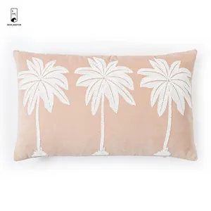 50*30 Hawaii Coconut Palm Embroidery Decorative Throw Pillow Case Tree Pattern Velvet Cushion Covers For Home Sofa Decor