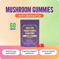 Gummies Super Extraits de Champignons Tout-en-un Rosebest Formule Personnalisée Saveur 2500mg Crinière de Lion, Reishi & Queue de Dinde avec Berbérine