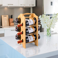Étagère à vin en bambou Portable, rangement en bois, pour 6 bouteilles, 1 pièce
