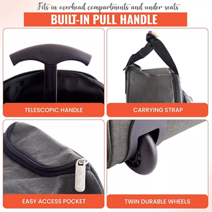 Wholesale Unisex 40x20x25cm 20L Cabin-Approved Fashionable Polyester <strong>Holdall</strong> on Wheels with Zipper Closure <strong>Hand</strong> <strong>Luggage</strong> - Product Image 3