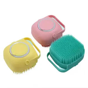 Cepillo de <span class=keywords><strong>mensaje</strong></span> de baño corporal de silicona de alta calidad Material suave cepillo de baño sensorial redondo para bebé - Product Image 2