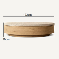 Table basse de style Wabi-sabi américain, plateau rond en travertin, base en bois massif, taille personnalisée, pour la maison, l'appartement, le salon