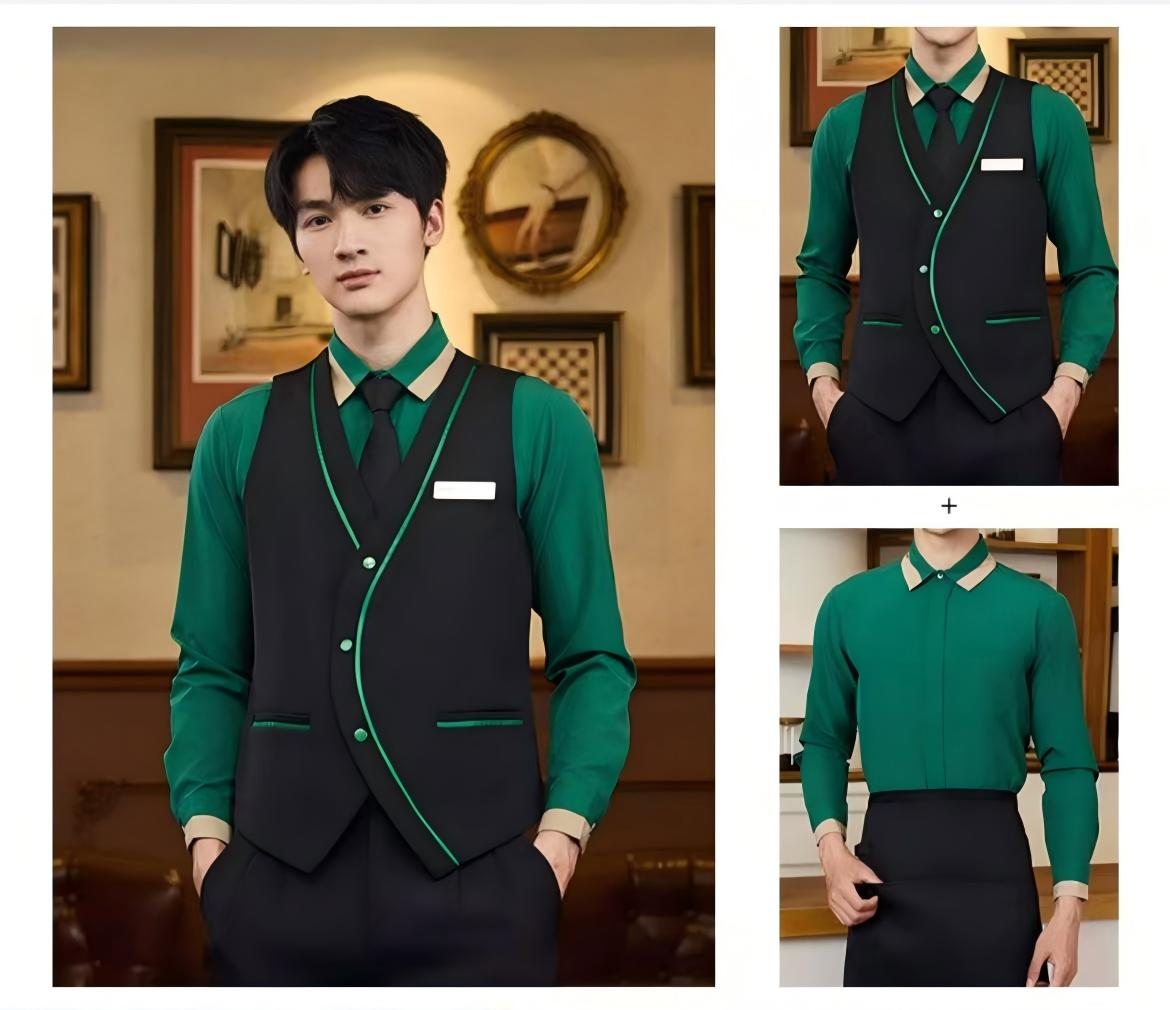 Ensemble 2 pièces pour hommes&nbsp;: chemise verte + gilet