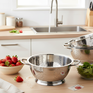 Scolapasta in acciaio inossidabile da 24 cm Ø cestello da 28 cm per uso domestico in cucina per verdure - Product Image 3