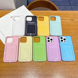 Étui de téléphone transparent avec fente pour carte INS Macaron pour <span class=keywords><strong>iPhone</strong></span> 17 16 15 14 13 12 <span class=keywords><strong>11</strong></span> Pro Max, couleur bonbon, portefeuille, poche photo, <span class=keywords><strong>coque</strong></span> souple en TPU - Product Image 6
