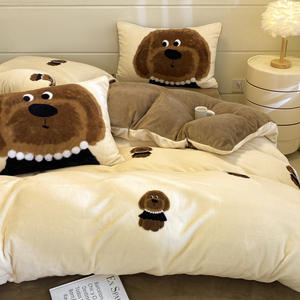 Set Sprei Empat Potong Seri Musim Gugur/Dingin, Bahan Fleece Susu Kartun Tahan Air Gramase Tinggi, Cetak Dua Sisi, Benang Tinggi - Product Image 6