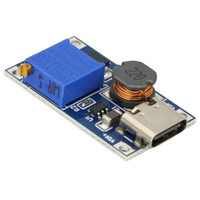 Modul Penguat DC-DC MT3608 yang Dapat Disesuaikan 2A, Modul Peningkat Tegangan dengan Tipe-C 2V-24V ke 5V 9V 12V 28V