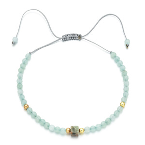 Bohemian Natural 4MM Stone Square Colorful Emperor Stone Stainless Steel Beads Women's Simple Design Macrame <strong>Beaded</strong> Brace - Product Image 4