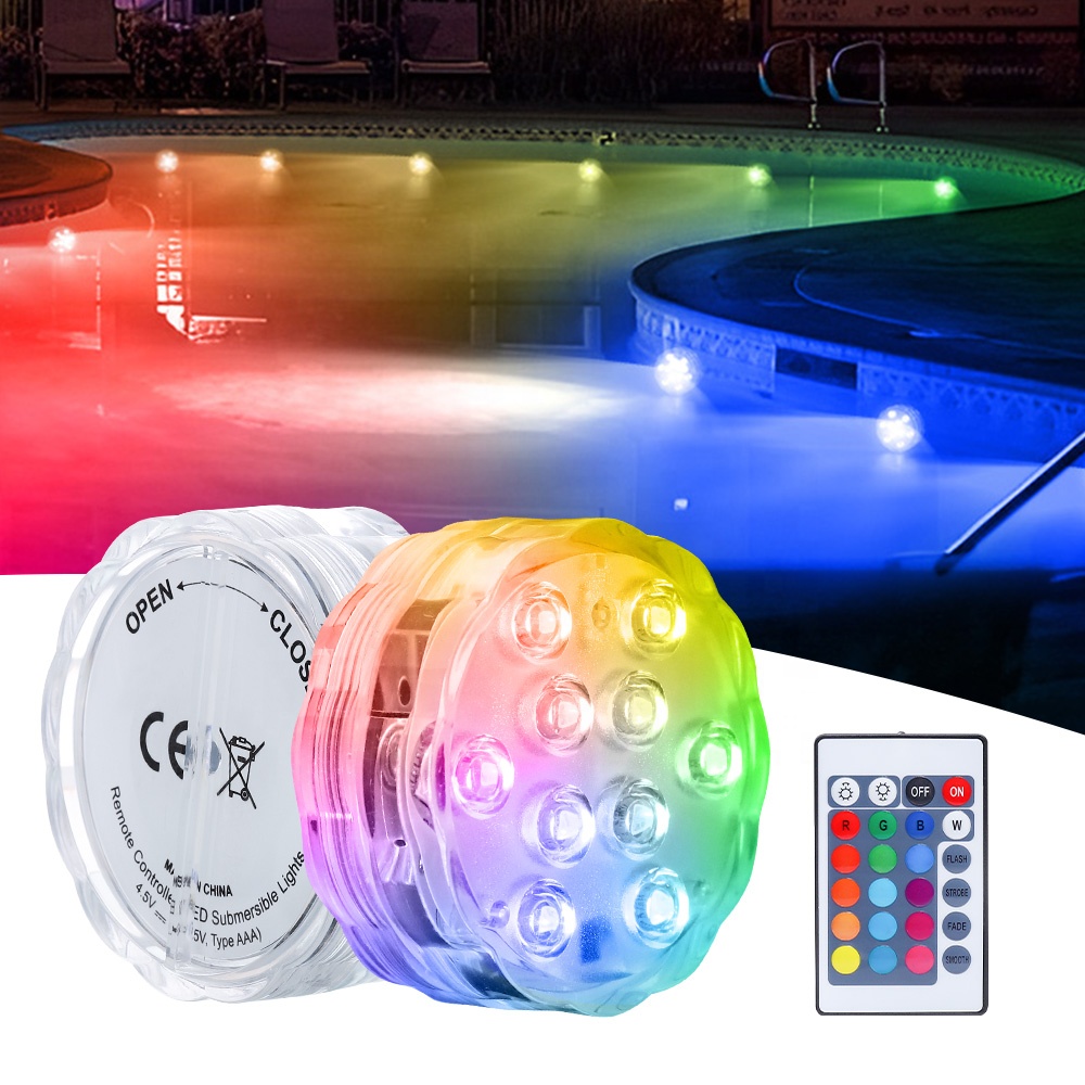 Pool Lights Underwater Solar Floating Battery Powered Pool Accessories Waterproof Shower Inground Fountain Submersible LED Light