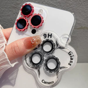 Bouchon à vis caméra lentille <span class=keywords><strong>Film</strong></span> verre sur iPhone 16 15 14 13 12 11 Pro Max Plus Mini anneau en métal caméra protecteur pour dos Capa - Product Image 1