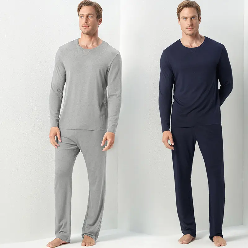 Pyjamas pour hommes en bambou et viscose à imprimé doux et uni Pyjamas pour hommes