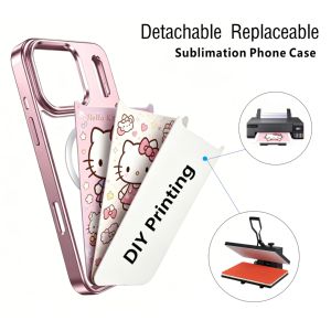 Coque de téléphone personnalisée en TPU à faible MOQ avec cadre réutilisable et plaque arrière interchangeable pour iPhone 15 16 17 Pro Max <span class=keywords><strong>Hello</strong></span> <span class=keywords><strong>Kitty</strong></span> - Product Image 1