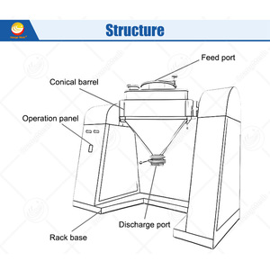 ORME Acero inoxidable 10kg Comida seca Especias Vaso Mezcla Cono 3D Mezclador de polvo seco Máquina de mezcla de tambor rotatorio Comercio - Product Image 2