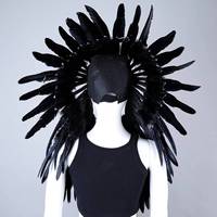 Coiffe de festival bohème unisexe de luxe, cousue à la main, avec plumes indiennes douces, pour cosplay, couleur personnalisable