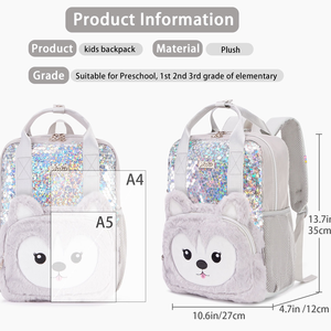Mignon ours paillettes en peluche sac à dos dessin animé Logo étanche grande capacité bandoulière sacs à bandoulière pour enfants école - Product Image 4
