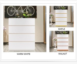 Commode moderne en <span class=keywords><strong>bois</strong></span> pour salon, design simple <span class=keywords><strong>blanc</strong></span> avec 5 tiroirs - Product Image 6