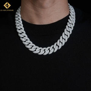 Mejor Precio al por Mayor, Cadena Cubana Personalizada de Moissanita de 18MM, Collar de Plata 925 con Baño de Rodio, Joyería Hip Hop para Hombre - Product Image 2