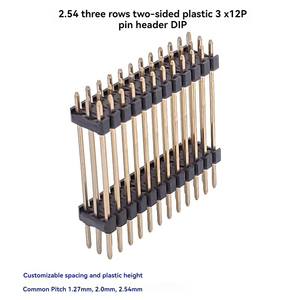 Conectores DIP JBL Personalizados de 2.54mm, Tres Filas, Plástico PBT, 3x12 Pines, Contactos de Bronce Fosforado, 12A, con Carcasas para Cables - Product Image 2
