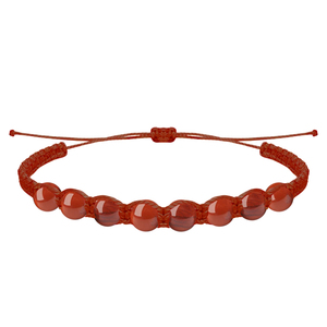 Bracciale di diaspro rosso fatto a mano in pietra naturale regolabile in filo cerato belle collane pendenti per donna uomo amuleto - Product Image 1