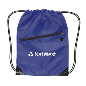 Promotional Custom Logo Draw String Bag 210D Polyester Sport Backpack Drawstring Gym Bag With Zipper Pocket