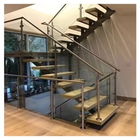 Marches de marches en bois massif design moderne Escaliers flottants Garde-corps en verre Installation facile Escalier droit Foshan Fabricant d'usine