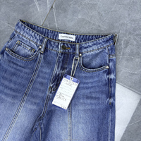Jean en denim ample pour femme, bleu moyen, respirant, élégant et décontracté, style streetwear sexy avec broderie – Vente en gros
