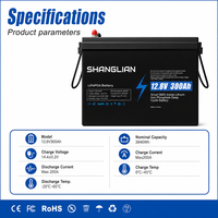 Batterie LiFePO4 12V 300Ah, pack de batteries 12.8V 3840Wh, 6000 cycles, batterie lithium à décharge profonde pour applications marines, camping-cars, moteurs de pêche à la traîne, et alimentation de secours solaire